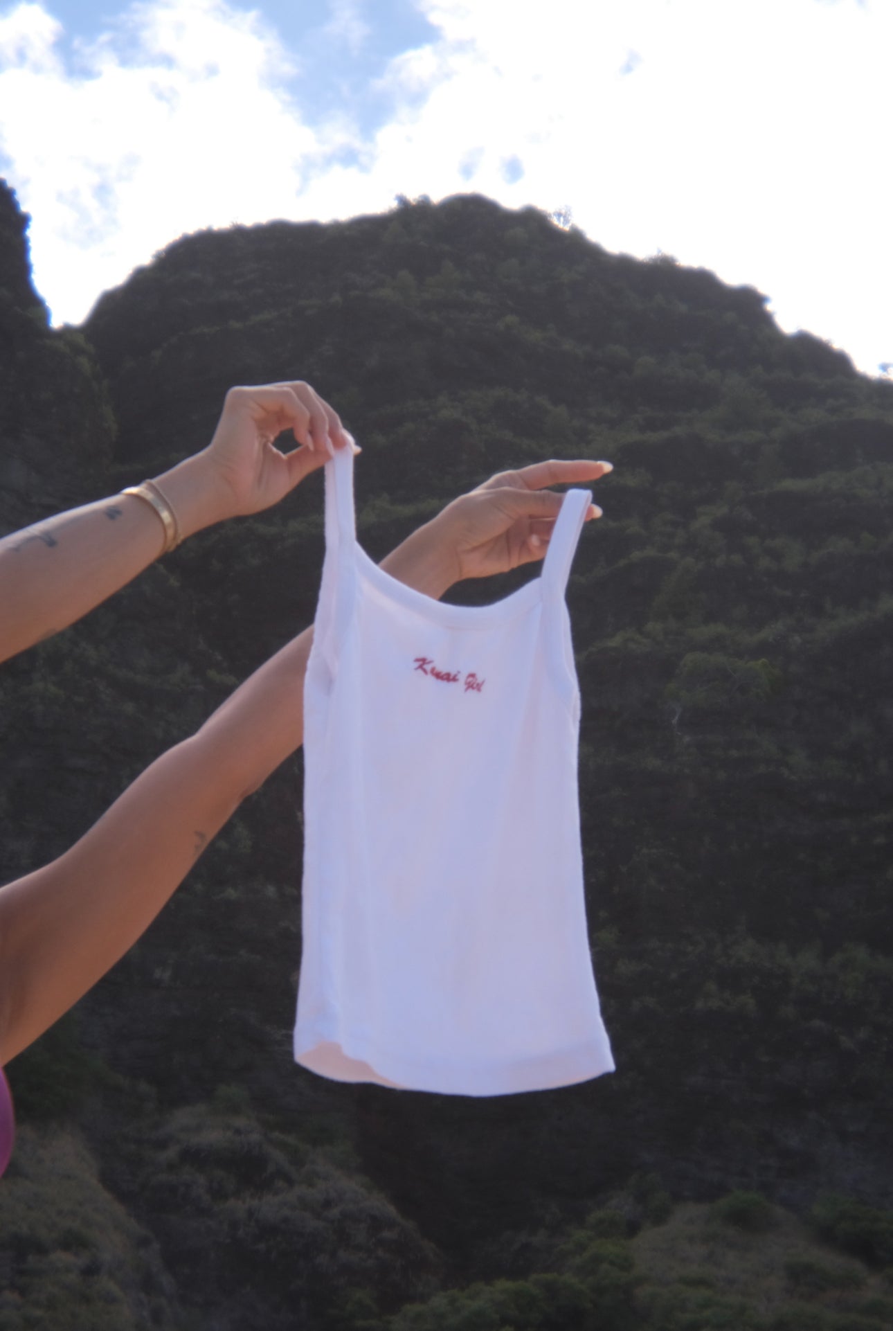 Kauai Girl Tank in Shore Break